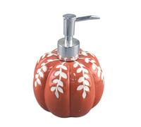 Ceramic Refillable Hand Soap Pump with Leaf Pattern, Ceramic Pumpkin Soap Dispenser | Refillable Halloween Lotion Bottle with Pump, For Halloween Thanksgiving Harvest Festival Kitchen Shower Restroom