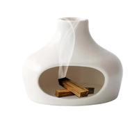 Ceramic Smudge Bowl, Ceramic Incense Burner, 1.5x11.5x14cm Smudge Santo Holder, Decorative Ash Catcher, Fragrance Cone Stand, Home Cleansing, Spiritual Decor, White