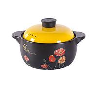 Ceramic Stockpot, Black Nonstick Dish Casserole Stovetop Round Stewpot with Yellow Lid, Heat-Resistant Soup Pot Hot Pot Clay Pots Stew Pan Cooking Pot,3.5Lstockpot