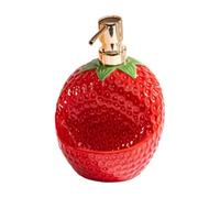 Ceramic Strawberry Soap Dispenser with Sponge Holder, 2-in-1 Dish Soap Dispenser with Drip Tray, Refillable Countertop Lotion Pump Bottle