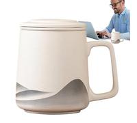 Ceramic Tea Brewer with Infuser, Matte Black Tea Mug, té Infuser Cup for Hot Tea, té Steeper Cup for Cold Tea, Hand-Painted Ceramic Tea Kettle, Taza de té de cerámica para la cerveza