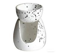 Ceramic Tea Light Wax Melt Warmer with Detachable Bowl Essential Oil Burner for Home Fragrance Modern Split Design Aromatherapy Candle Holder for SPA Yoga Decor (Speckled White)(Style 1)