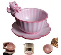 Ceramic Tea Pet Piggy Cartoon Tea Cup Set, Funny Handmade Chinese Teacup with Flying or Lying Pig Pet, Adornment Collectible Piggy Statue Teacup Decoration,Gifts for Teas Lovers