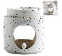 Ceramic Tealight Holder,Anti Slip Oil Burner with Removable Bowl,Handmade Elegant Tea Light Stand,Soothing Candle Diffuser,for Meditation,Yoga,Home Decor,Wedding,Table Centerpiece (Black White)