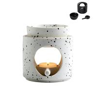 Ceramic Tealight Holder with Removable Bowl, Handmade Elegant Anti Slip Oil Burner, Soothing Candle Diffuser Tea Light Stand for Meditation Yoga Home Decor Wedding Table Centerpiece