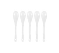 Ceramic Teaspoon Spoon Set for Coffee Jam Honey, 5-Piece White Ceramic Spoons for Dessert, Ice Cream, Sugar, Egg