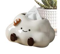 Ceramic Tissue Cover - Cute Feet Napkin Dispenser for Home Decor | Funny Storage Box with Smooth Glazed Finish Holds Standard Tissues for Bedroom Kitchen Office Living Room Farmhouse Coffee Table Desk