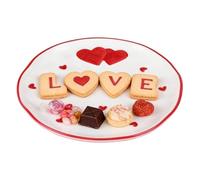 Ceramic Valentine Plates - Heart Pattern Flatware,Holiday Dessert Dish,for Home Entertainers Couples Bridal Shower Dinner Party Wedding Afternoon Tea Birthday Date Night