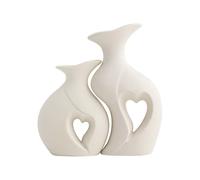 Ceramic Vase - 2 Pieces Heart Shaped, Abstract Interlocking Sculpture, Home Decor Centerpiece, Artistic Floral Vessel Set, Aesthetic Tableware Display, Ideal for Living Room Adornment