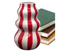 Ceramic Vase - Line Pattern Holder, Artistic Ribbed Flower Pot with Smooth Glazed Exterior Design, Elegant Arrangement Showcase Feature, Ideal for Indoor Living Room Styling