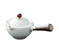 Cerámica con asa - 160 ml estilo chino con asa lateral | Juego de té Kung Fu de cerámica negra con madera maciza | 17,5 cm de ancho filtro de té para hojas sueltas, al azar