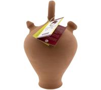 CERÁMICA ESPAÑA | Botijo de barro rojo español | Botijo asa redonda base fina Modelo A01 | 100% Hecho a mano | 2 litros | ECO