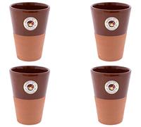 CERÁMICA ESPAÑA | Juego vasos de cerveza 4 unidades | Pack x4 vaso barro rojo Filo Miel - Modelo M02 | Vaso de vino | Vasos de agua | 450 ml