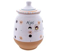 CERÁMICA ESPAÑA | Tarro para ajos | Ajero | Tarros de cocina | Recipiente para ajos | Tarros originales - Modelo M03 | 100% Hecho a mano | 13x13x20 cm