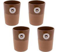 CERÁMICA ESPAÑA | Vaso de cerveza | Pack x4 vaso barro rojo Filo Miel - Modelo M04 | Jarras de cerveza en barro rojo | Vasos de agua | 500 ml