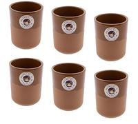 CERÁMICA ESPAÑA | Vaso de cerveza | Pack x6 vaso barro rojo Filo Miel - Modelo M03 | Jarras de cerveza en barro rojo | Vasos de agua | 300 ml