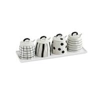 CeráMica Especias Cristal Botes Para Especias Spice Jars Azucarero Y Salero Cocina Con Cucharas Tapas Para Servir Hoga-A