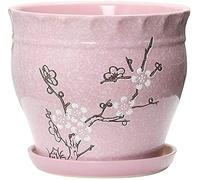 Cerámica Pot de Flor Extra Grande Patrón de Ciruela Cirma Plantador Bonsai Plantas suculentas Plantas de Interior y al Aire Libre Plantador de Flores de la casa con Orificio de Drenaje DEC (Rosa