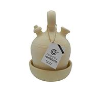 CERÁMICA RAMBLEÑA | Botijo de Barro Tradicional asa Redonda Base Ancha de La Rambla (Córdoba) | 100% Hecho a Mano | 2 litros | Eco | Plato Incluido