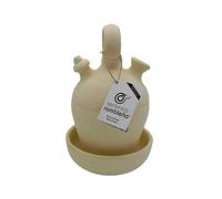 CERÁMICA RAMBLEÑA | Botijo de Barro Tradicional asa Redonda Base Fina de La Rambla (Córdoba) | 100% Hecho a Mano | 3.75 litros | Eco | Plato Incluido