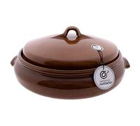 CERÁMICA RAMBLEÑA | Cazuela de Barro Refractario Con Tapadera | Fuego Directo | Cerámica Tradicional | Para Horno | Baja | 32x30x12 cm | 2.5 Litros