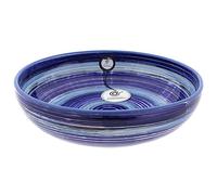 CERÁMICA RAMBLEÑA | Ensaladera cerámica | Ensaladeras originales | Ensaladeras decoración Arcoíris Azul - Modelo 26 | Decoración 100% hecho a mano | 27x27x7 cm