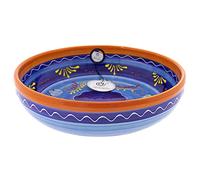 CERÁMICA RAMBLEÑA | Ensaladera cerámica | Ensaladeras originales | Ensaladeras decoración Naranja - Modelo 23 | Decoración 100% hecho a mano | 27x27x7 cm