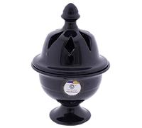 CERÁMICA RAMBLEÑA | Incensario cáliz esmaltado Negro | Incensarios Religiosos | Incensarios de Barro | Incensarios Originales | Incensario Semana Santa | Ambientador | 10x10x15 cm