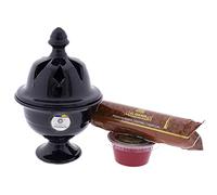 CERÁMICA RAMBLEÑA | Incensario cáliz esmaltado Negro | Incensarios Religiosos | Incensarios de Barro | Incensario Semana Santa | Ambientador | 10x10x15 cm | Accesorios INCLUIDOS