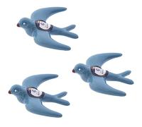 CERÁMICA RAMBLEÑA | La golondrina | Escultura de pared | Golondrina volando | Golondrina pequeña | Azul claro | Pack x3 | 10.5x10.5x3.5 cm