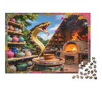 Cerámica Serpiente Puzzle de 1000 Piezas Juego de Puzzle 1000 Piezas Papel para Adultos Taller de Cerámica Horno Escena Relajación Familiar Decoración Regalo 52x38cm/1000pcs