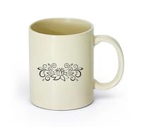cerámica Taza de Café con Asa - Cerámica Clásica Hojas y flores hermosas de loto （11oz/320ml） Perfecto para cocinas, restaurantes y cafeterías, gran idea de regalo Amarillo claro