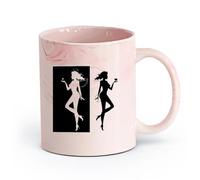 cerámica Taza de café con estilo Ángel Demonio Mal Bien Dos Entidades Son activas （11oz/320ml） Perfecto para cocinas, restaurantes y cafeterías, gran idea de regalo Rosa mármol