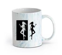 cerámica Taza de café con estilo Ángel Demonio Mal Bien Dos Entidades Son activas （11oz/320ml） Perfecto para cocinas, restaurantes y cafeterías, gran idea de regalo Azul mármol