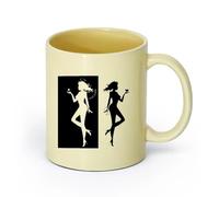 cerámica Taza de café con estilo Ángel Demonio Mal Bien Dos Entidades Son activas （11oz/320ml） Perfecto para cocinas, restaurantes y cafeterías, gran idea de regalo Beige