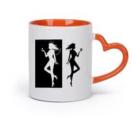 cerámica Taza de café con estilo Ángel Demonio Mal Bien Dos Entidades Son activas （11oz/320ml） Perfecto para cocinas, restaurantes y cafeterías, gran idea de regalo Naranja