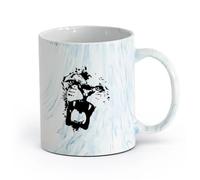 cerámica Taza de café con estilo Cabeza de león depredador animal salvaje abstracto （11oz/320ml） Perfecto para cocinas, restaurantes y cafeterías, gran idea de regalo Azul mármol