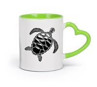 cerámica Taza de café con estilo Tortuga marina, animal del océano, estilo marino （11oz/320ml） Perfecto para cocinas, restaurantes y cafeterías, gran idea de regalo Verde