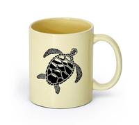 cerámica Taza de café con estilo Tortuga marina, animal del océano, estilo marino （11oz/320ml） Perfecto para cocinas, restaurantes y cafeterías, gran idea de regalo Beige
