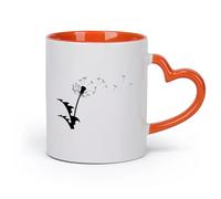 cerámica Taza de café con estilo Una flor de diente de león de campo con semillas voladoras （11oz/320ml） Para café, avena, té, fácil de limpiar Naranja