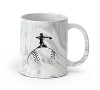 cerámica Taza de Cerámica para Café, Té y Cacao Jugadores de béisbol recogepelotas （11oz/320ml） Perfecto para cocinas, restaurantes y cafeterías, gran idea de regalo Negro mármol