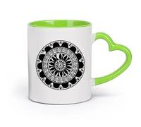 cerámica Taza de Cerámica para Café, Té y Cacao Mandala Budismo Hinduismo Meditación （11oz/320ml） Perfecto para cocinas, restaurantes y cafeterías, gran idea de regalo Verde