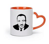 cerámica Taza de Cerámica para Café, Té y Cacao Silueta del retrato de Martin Luther King （11oz/320ml） Tazas de cerámica para el hogar o el trabajo Naranja