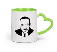 cerámica Taza de Cerámica para Café, Té y Cacao Silueta del retrato de Martin Luther King （11oz/320ml） Tazas de cerámica para el hogar o el trabajo Verde