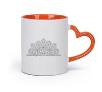 cerámica Taza de Cerámica para Hogar y Oficina Mandala semicircular de loto zen de la India （11oz/320ml） Ideal para el hogar, la oficina, cafeterías, ideas de regalo Naranja