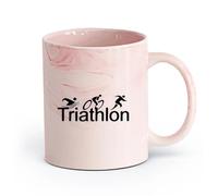 cerámica Taza de Cerámica para Hogar y Oficina Resumen deportivo de triatlón Atleta （11oz/320ml） Perfecto para cocinas, restaurantes y cafeterías, gran idea de regalo Rosa mármol
