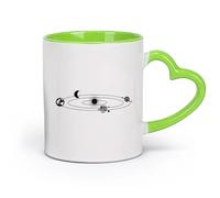 cerámica Taza de Cerámica Sistema Solar Estrellas Universo Espacio Planetas Tierra Sol Saturno Marte Luna Nuesery （11oz/320ml） Restaurante, oficina Verde