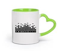 cerámica Taza de porcelana Ecualizador de botón de DJ Ecualizador de estudio de música de sala de juegos de música （11oz/320ml） Apto para lavavajillas Verde