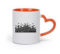 cerámica Taza de porcelana Ecualizador de botón de DJ Ecualizador de estudio de música de sala de juegos de música （11oz/320ml） Apto para lavavajillas Naranja