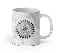 cerámica Taza de porcelana Estudio de yoga, meditación y relajación con círculos de mandalas cristianos （11oz/320ml） Para cafetería o regalo Negro mármol